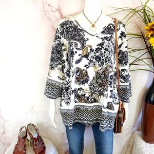 Ulla Popken pretty 100% cotton bead embellish top